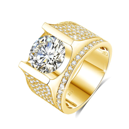 Herren-Ring Moissanit Silber 925 mit Zertifikat 10 mm Stein Alltag und Festlichkeiten hochwertig