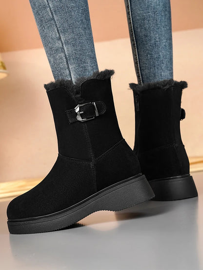 AIYUQI Snow Boots Female Genuine Leather 2025 New Wedge Anti-slip Women's Winter Shoes Boots Natural Wool Women Ankle Boots