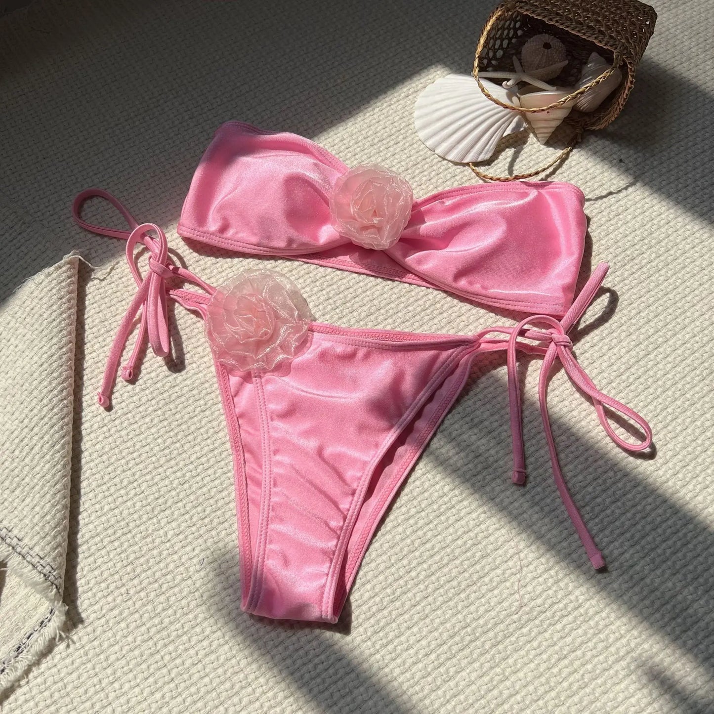 Sexy Bikini-Set mit Push-up-Effekt – Solides Design für Strand und Pool