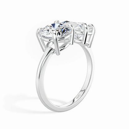 Damen-Verlobungsring mit zwei Moissanit-Steinen aus Silber 925 und 18K-Goldplattierung
