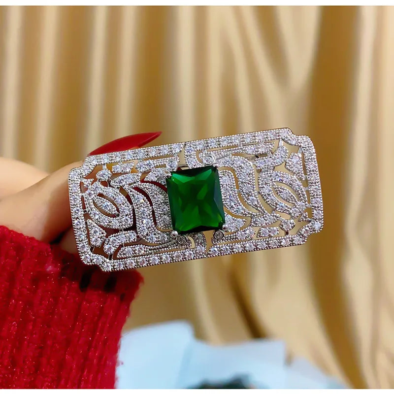 Brosche Strass Kristall Rechteck glänzend elegant Unisex Mantel