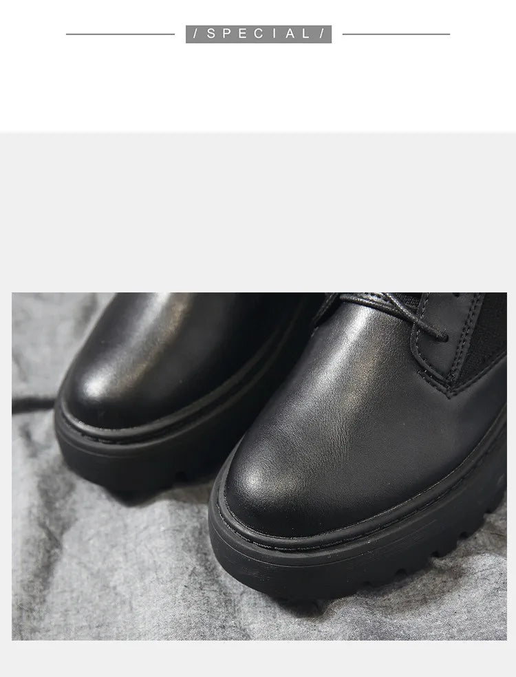 AIYUQI Women Winter Boots Shoes Genuine Leather Flat Fur Ankle Boots Women Platform Fashion Women's Socks Boots
