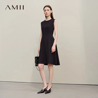 Elegantes Tailliert Midi Kleid Damen Sommer Ärmellos