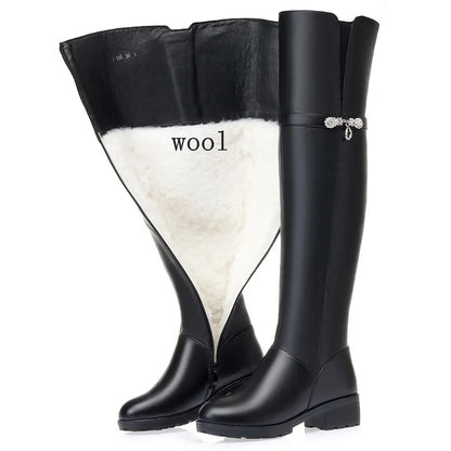 AIYUQI Winter Boots Women Knee High Long Boots Genuine Leather Waterproof Women Thigh High Boots Large size women's boots