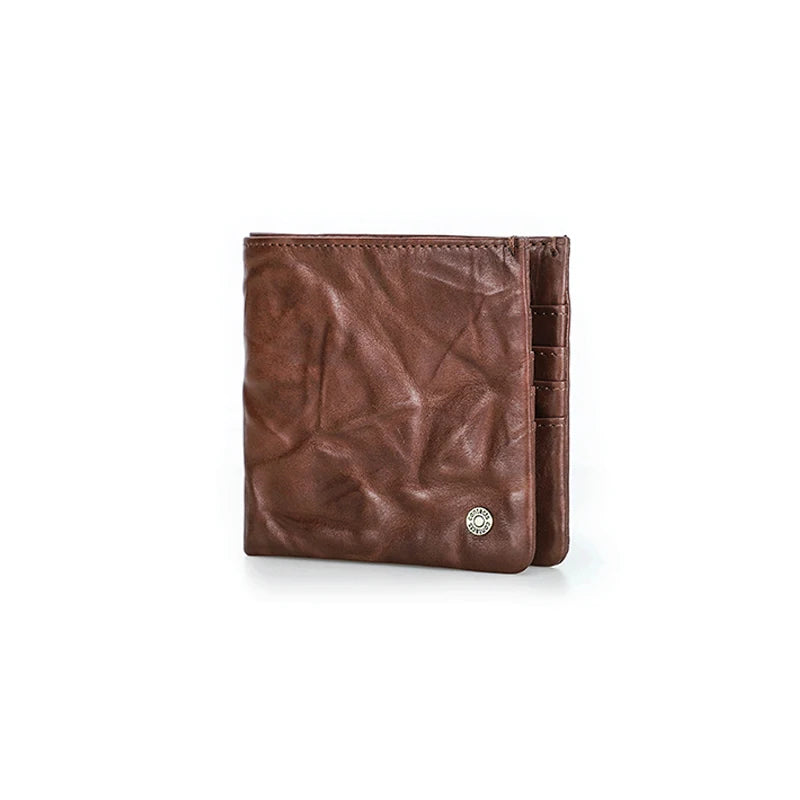 Herren Echtleder Geldbörse Vintage RFID Bifold Kurzgeldbörse 6 Kartenfächer Business