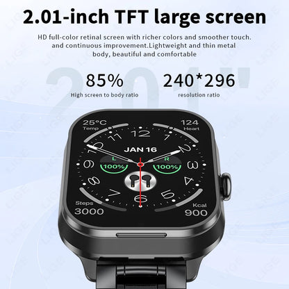 Männer Smartwatch mit Bluetooth Headset und Blutdrucküberwachung für Sport und Fitness