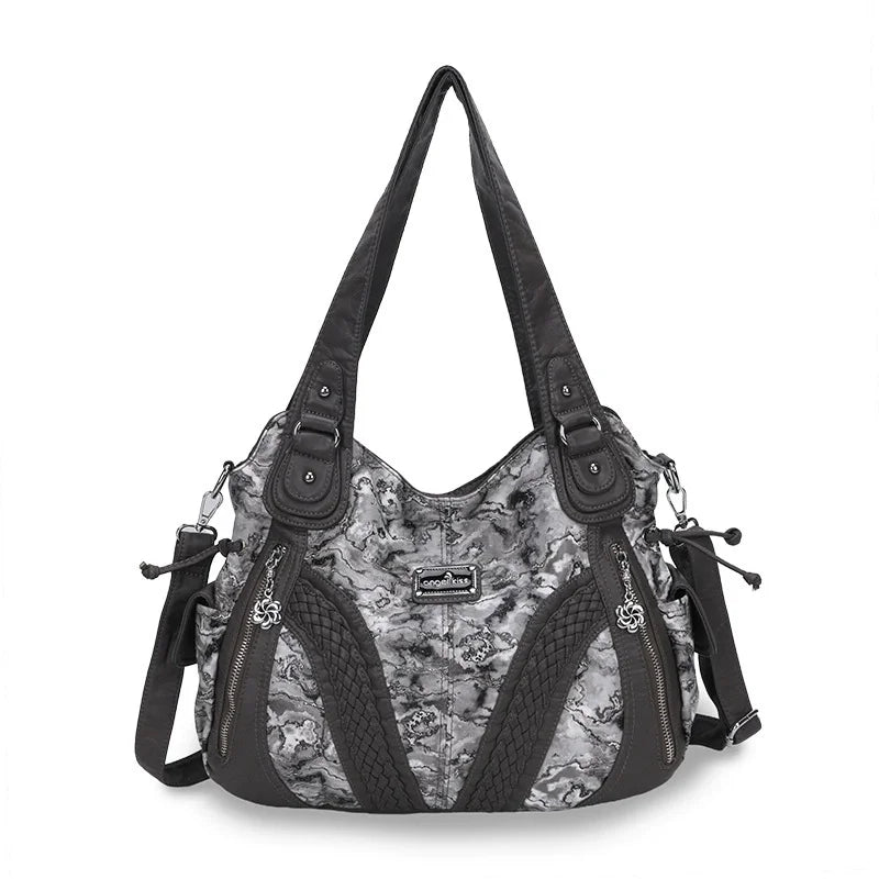 Damen-Schultertasche aus PU mit Mehrfachfächern, Reißverschluss und geräumigem Innenraum