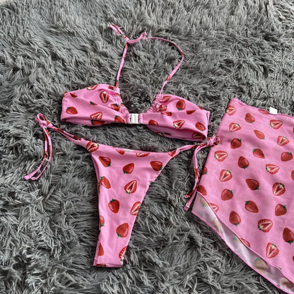Zweiteiliges Damen-Bikini-Set mit Strasssteinen und Push-up-Effekt – ideal für Strand und Pool