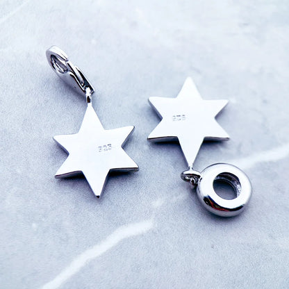 Damen-Charm-Anhänger schwarzer Stern Vintage aus Sterlingsilber