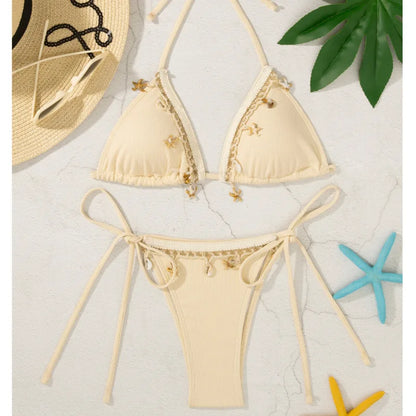 Gestreifter Push-up-Bikini für Damen – Sexy Badeanzug im brasilianischen Stil für Strand und Pool