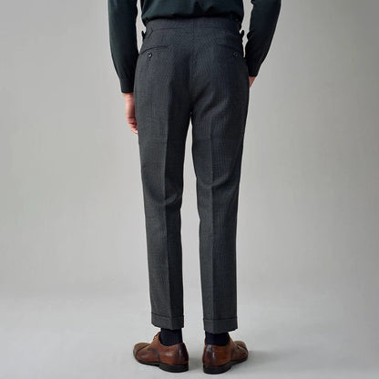 50 % Wolle Herrenanzüge Hosen klein grau kariert Korea Casual Style Frühling Hochzeit Bräutigam tragen Mode Gentleman täglich Luxus Hosen
