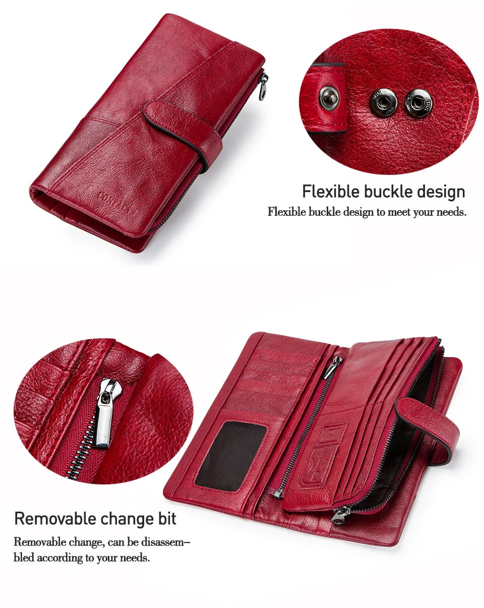 Herren Echtleder Lange Geldbörse Vintage Handyfach Fotohalter Kartenhalter Reise