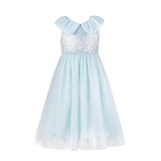 Sommerkleid für Mädchen aus Farbverlauf-Gaze mit Pailletten – Prinzessinnenkleid für Geburtstagsfeier oder Hochzeit als Blumenmädchen