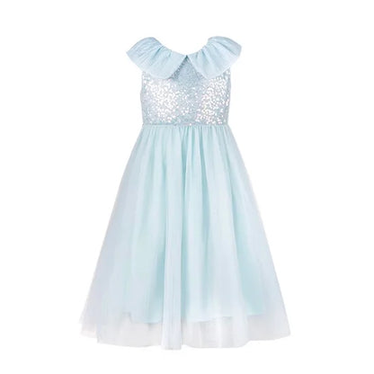 Sommerkleid für Mädchen aus Farbverlauf-Gaze mit Pailletten – Prinzessinnenkleid für Geburtstagsfeier oder Hochzeit als Blumenmädchen
