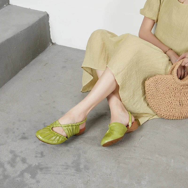 AIYUQI 2025, neue stil geschlossene zehen frauen sandalen Plissee nicht-slip Römischen sandalen für frauen Große größe sommer strand weibliche schuhe