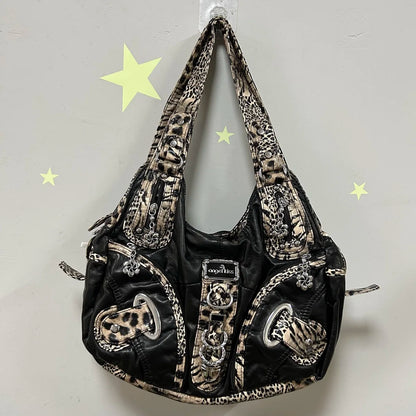 Damen-Handtasche Leopard-Print Großes Fassungsvermögen Schultertasche Top-Handle Vielseitiger Alltagsbegleiter