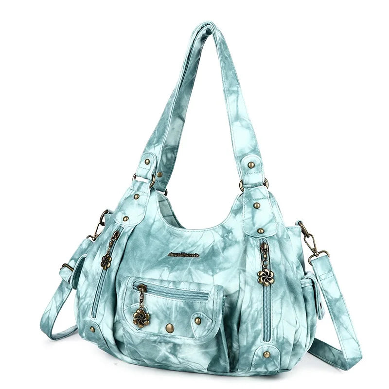 Damen-Schultertasche aus PU-Leder mit Reißverschluss und Mehrfachfächern Kompakter Alltagsbegleiter