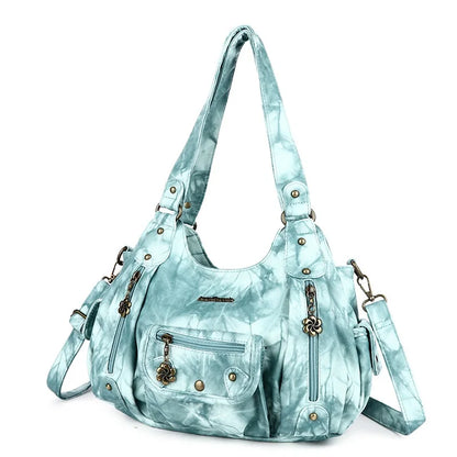 Damen-Schultertasche aus PU-Leder mit Reißverschluss und Mehrfachfächern Kompakter Alltagsbegleiter