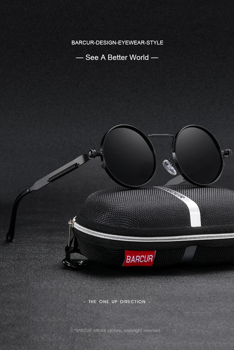 Sonnenbrille rund Steampunk Retro polarisiert UV400 Herren Damen