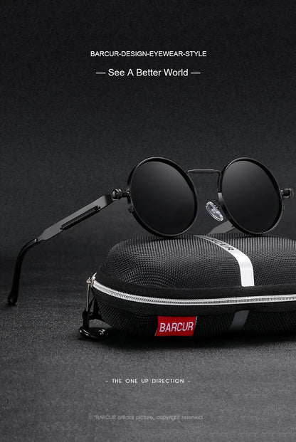 Sonnenbrille rund Steampunk Retro polarisiert UV400 Herren Damen