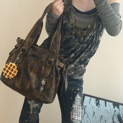 Damen-Handtasche Top-Handle Schultertasche Vintage Stil Aus Weichem PU-Leder Ideal Für Alltag