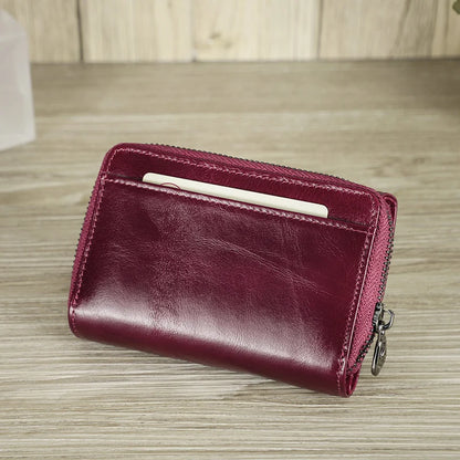 Damen Echtleder Geldbörse Vintage Mode Handtasche Münzfach Geldclip Business