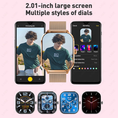LIGE Voice Calling Smart Watch 2,01" Display 24H Gesundheitsmonitor Sport Smartwatch Benutzerdefinierte Zifferblätter Männer Frauen Smartwatches Neu