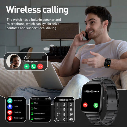 LIGE Modische Smartwatch für Damen, 1,85 Zoll HD-Bildschirm, individuelles Zifferblatt, Herren-Gesundheitsmonitor, Uhr, Bluetooth-Anruf, Sport-Smartwatches