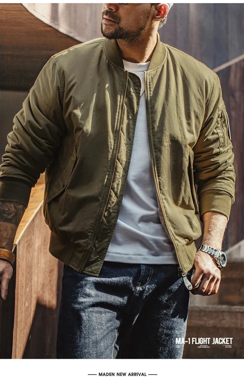 Herren Fliegerjacke Maden Reversible Baseballkragen Herbst Winter Verdickte Mäntel