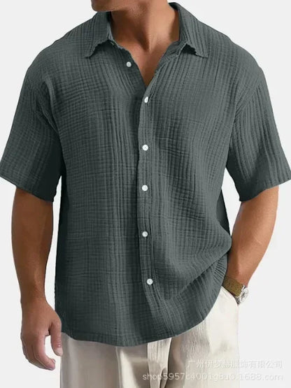 Herren-Sport- und Freizeitshirt aus Baumwoll-Leinen mit Trägern, Brusttasche und Kapuze – Langarm und einfarbig im trendigen Design