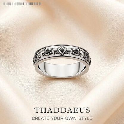 Damen-Ring schwarzer Stein Vintage II aus Sterlingsilber