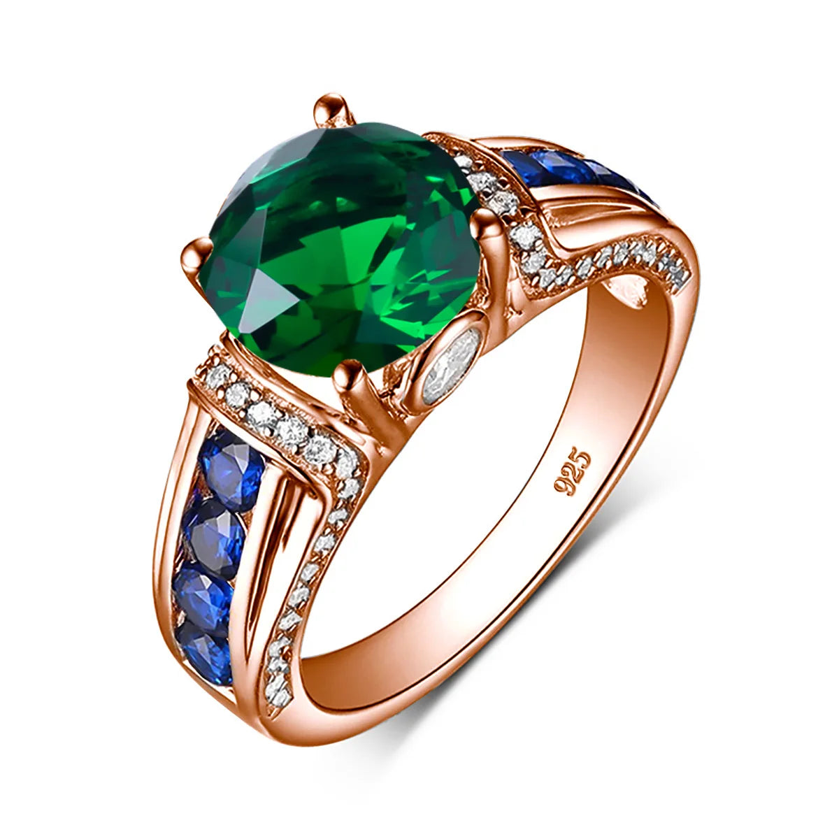 Damen-Ring aus Roségold mit Mystic Topas Regenbogen 8mm Rundschliff Verlobungsring Geschenk