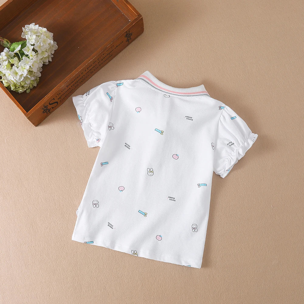 Baby Mädchen Sommer Hemd 2023 Neue Kinder Baumwolle Kurzarm Kleidung Kinder Polo T-shirt Baby Drehen-unten Kragen kleidung