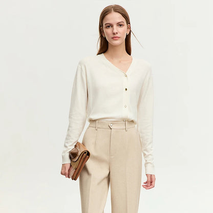 Damen-Strickjacke V-Ausschnitt chinesischer Stil Gürtel Langarm Herbst