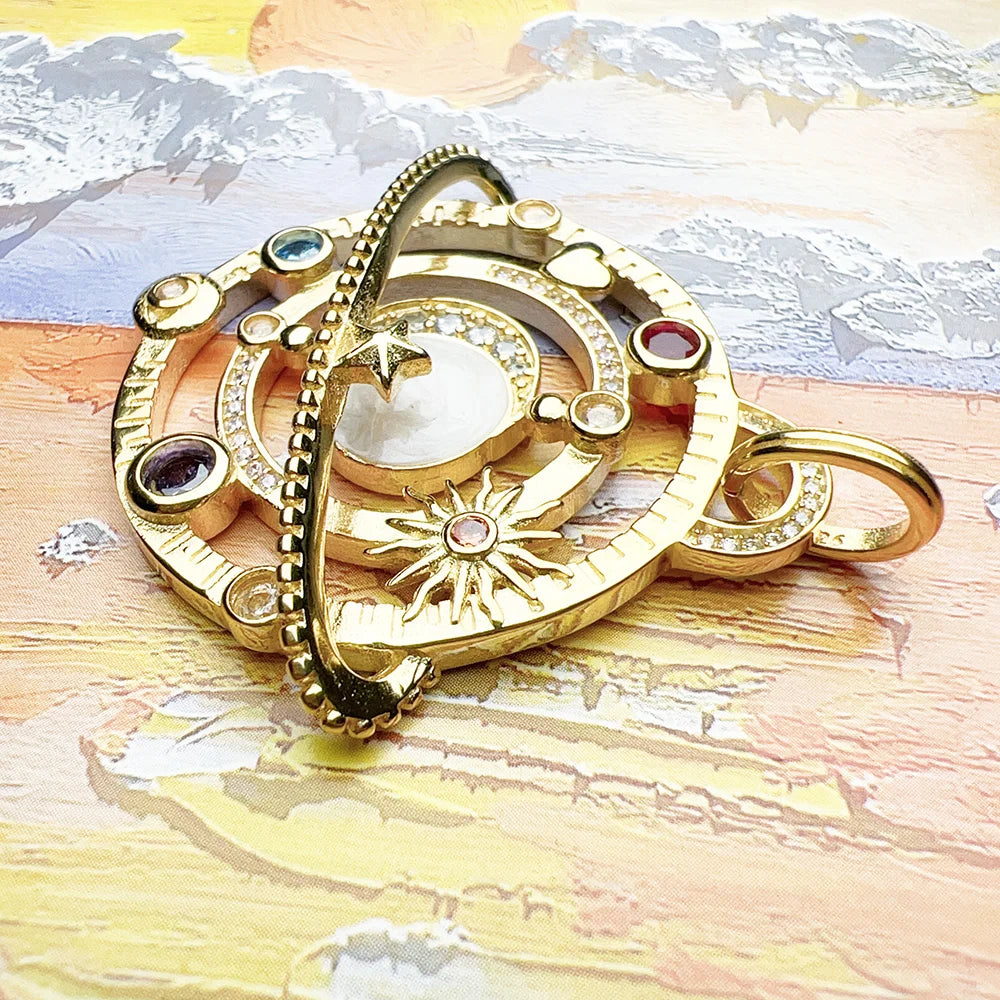 Damen-Charm-Anhaenger Planetenring Kosmos aus Sterlingsilber