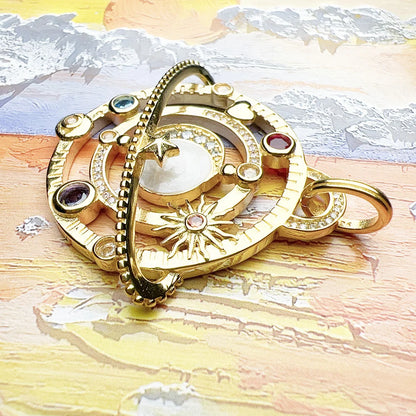 Damen-Charm-Anhaenger Planetenring Kosmos aus Sterlingsilber