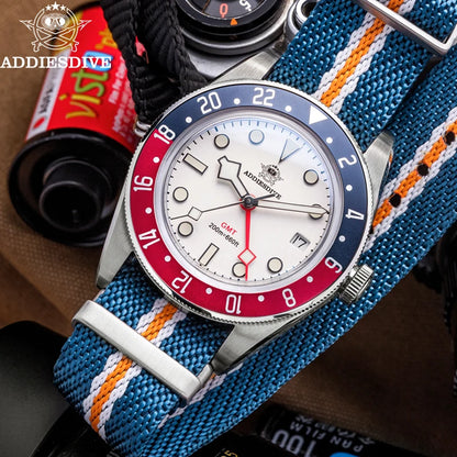 Herren-GMT-Quarzuhr mit Ronda-Werk und Nylonarmband