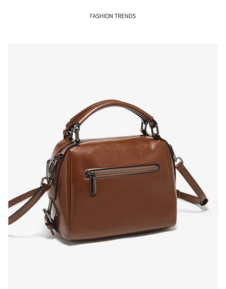 Damen Handtasche aus Spaltleder im Retro-Luxus-Design als Umhängetasche