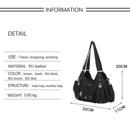 Damen-Handtasche Mit Obergriff Im Vintagestil Aus Kunstleder Mit Mehrfachfächern