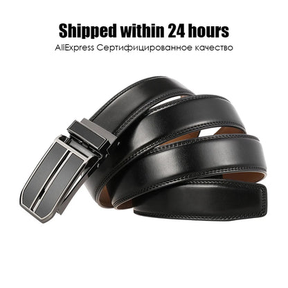 VATLY Echter Ledergürtel Herren 3cm Dünn Automatik-Schnalle Braun 130cm