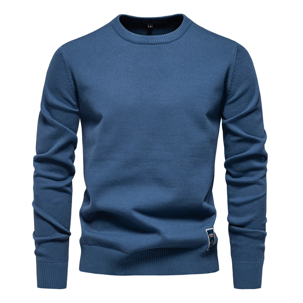 Herren Pullover aus massiver Baumwolle mit Rundhalsausschnitt und klassischem Design