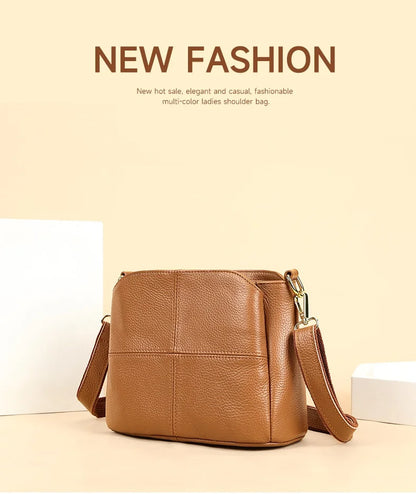 Damen-Schultertasche aus Leder Vintage Schwarz Großes Fassungsvermögen Crossbody-Tasche