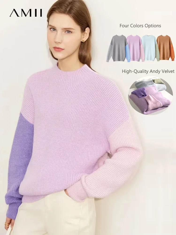 Pullover mit Rundhalsausschnitt, flieder/lavendelfarbenes Strickdesign