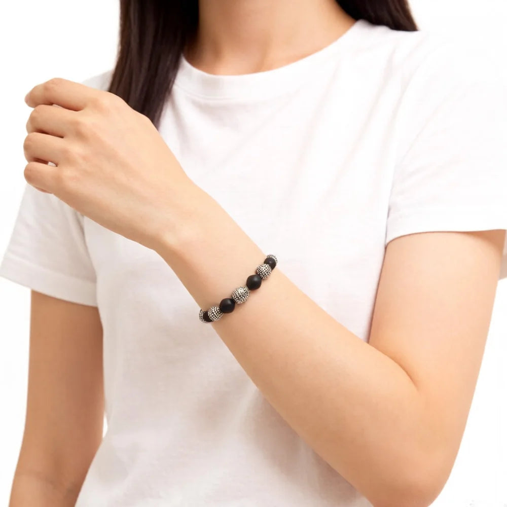 Damen-Armband Hero Rebel Perle Obsidian aus Sterlingsilber