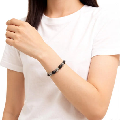Damen-Armband Hero Rebel Perle Obsidian II aus Sterlingsilber