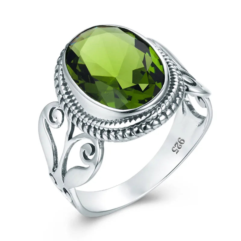 Damen-Ring Aus Sterling Silber Mit Ovaler Rainbow Fire Mystic Topaz Stein 10x16mm Goldtone Schmuck