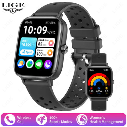 LIGE Smartwatch IP68 Wasserdichte Sport Fitness Smart Uhr 1,83 Zoll Bildschirm Gesundheit Überwachung Uhren Für Männer Frauen Reloj Hombre