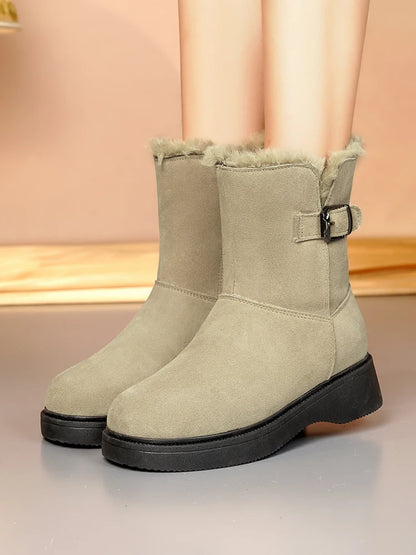AIYUQI Snow Boots Female Genuine Leather 2025 New Wedge Anti-slip Women's Winter Shoes Boots Natural Wool Women Ankle Boots