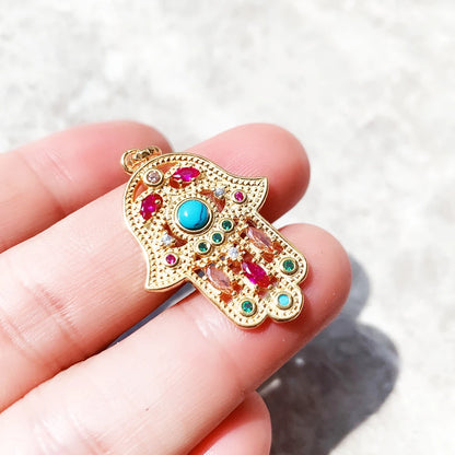 Damen-Anhänger Hand Fatima Chakra Lotus Bohemia aus Sterlingsilber