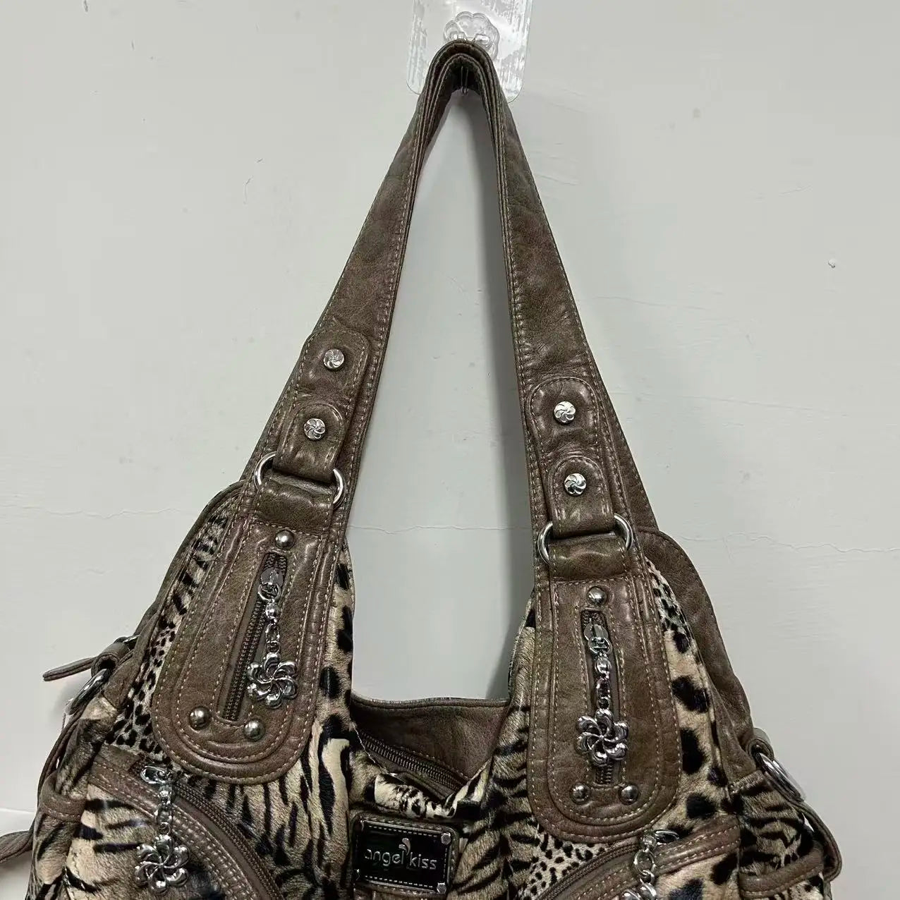 Damen-Hobo-Tasche Leopardenmuster großes Fassungsvermögen mit abnehmbarem Schultergurt